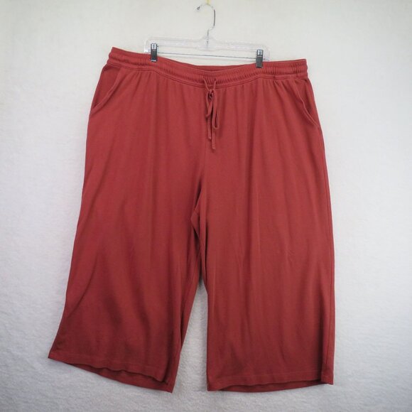 Lands End Sweat Pants Womens Size 3X Red Crop Capri Loungewear Knit - Picture 1 of 8